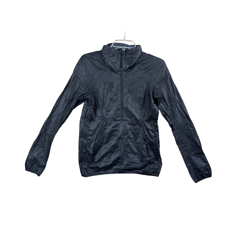 Lululemon Womens Black Run With It Half Zip Windbreaker Jacket Reflective Sm/4